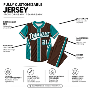 Ensemble d'uniformes de baseball personnalisés pour hommes adultes, manches courtes, 100% polyester, évacuation de l'humidité, impression par sublimation, nom de l'équipe 21 - Product Image 5