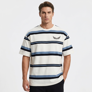 T-shirt à manches courtes pour homme, coton oversize, décontracté, col rond, logo brodé sur le devant - Product Image 2
