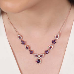 Conjunto de Collar con Colgante Minimalista de Plata de Ley 925 Chapado en Oro Rosa con Pétalos de Rosa, Super Septiembre, para Mujer, San Valentín - Product Image 3