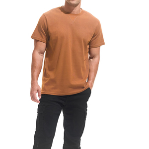 Camiseta de Punto para Hombre, Color Óxido, Manga Corta, Cuello Redondo, Color Sólido, Estilo Casual, Corte Regular, Transpirable, 100% Algodón Jersey - Product Image 1