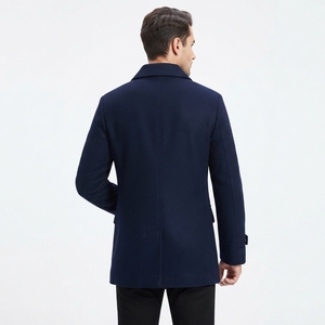 <b>Men's</b> Wool <b>Double</b> <b>Breasted</b> Peacoat Notched Lapel High Quality Solid Color Woolen Pea Coat Male Casual Wear - Product Image 5
