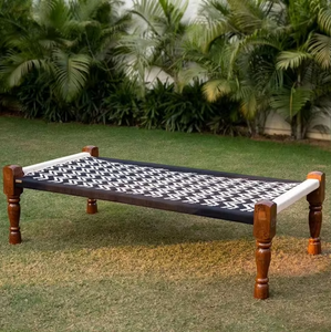Handwoven Woven Rectangle Modern Bohemian Charpai <b>Bench</b> Artisanal Traditional Indian Design Eco-Friendly Durable Indoor <b>Wooden</b> - Product Image 3
