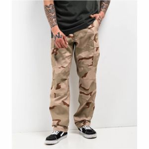 Men's Casual Flared Cargo Pants Mid-Waist Breathable Quick Dry Fleece Drawstring Closure Heat-Transfer Printed Logo <b>Stacked</b> Pant - Product Image 3