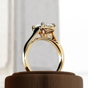 Lab Created Cushion Cut Diamond <b>Vintage</b> Engagement & Wedding <b>Ring</b> in Yellow <b>Gold</b> IGI Certified VVS Clarity Women's Trendy - Product Image 4