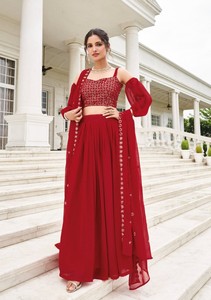 Lehenga Choli Moderno Semi-Cosido de Georgette con Lentejuelas y Bordado para Fiestas de Diwali y Bodas - Product Image 2
