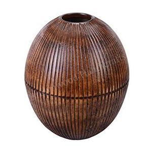Vase artisanal en bois de manguier pour la décoration intérieure avec un design sculpté artistique idéal pour les formes personnalisées de fleurs artificielles disponibles en Inde - Product Image 6