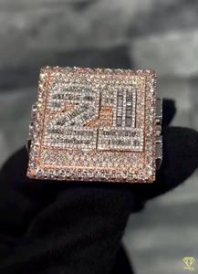 <b>Men</b> Luxury Hip Hop Square <b>Ring</b> Rose Gold Plated Micro Pave Moissanite Diamond Bling Fashion Jewelry Wholesale - Product Image 1