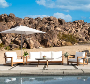 Conjunto de Sofás de Teca para Exteriores con Cojines Impermeables, Ecológicos y Duraderos para Uso en Villas y Exteriores - Product Image 1