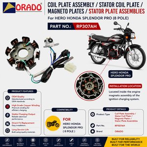 Placa de bobina de estator de 8 polos para Honda Splendor Pro, la más vendida, calidad de exportación, repuestos para motocicletas de dos ruedas, India - Product Image 3