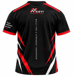 Camiseta Deportiva de Fútbol Unisex Personalizada, Negra y Roja, Manga Corta, Uniforme de Entrenamiento Transpirable de Poliéster, NAQVI Sports - Product Image 2