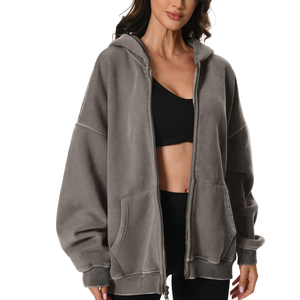 Sudadera con capucha extragrande para mujer con forro polar suave, de secado rápido y cómoda, con cremallera, para chicas. - Product Image 2
