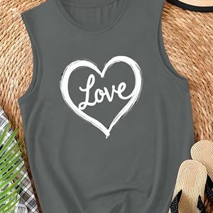 Camiseta sin mangas con textura de corazón y pincelada de punto informal para mujer, chaleco cómodo - Product Image 1