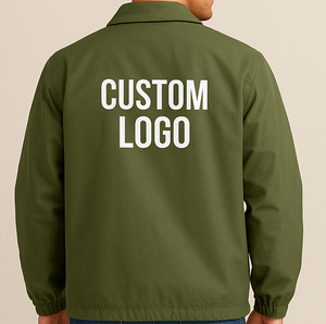 Veste de coaching pour homme avec fermeture à boutons, couleur unie, logo personnalisé, respirante, pour la gym, l'entraînement, grande taille, imperméable - Product Image 4