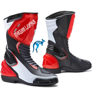 Botas de Motociclismo de Cuero de Diseño Exclusivo para Hombre, Forro de Malla de Primera Calidad, Estilo de Carreras, Ventiladas, Blancas - Product Image 1