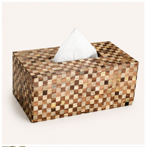 Caja de pañuelos de madera a cuadros hecha a mano de primera calidad, soporte ecológico para servilletas de madera de acacia para el hogar, la oficina y hoteles de lujo. - Product Image 1