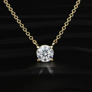 Collar Solitario con Diamante de Corte Redondo, Elegante Collar de Joyería con Diamante Cultivado en Laboratorio para Novia, con Claridad D-E VVS-VS, Certificado IGI - Product Image 1