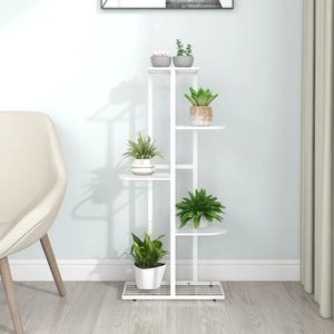 White <b>Metal</b> 5-Floor Flower Stand 16.9"x8.7"x38.6" Elegant Wall & Display <b>Shelf</b> - Product Image 1