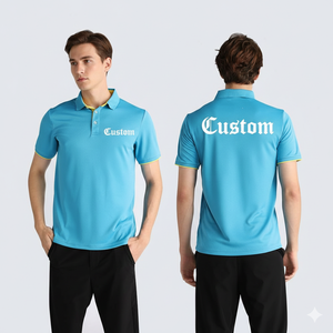 เสื้อโปโลชาย ออกแบบเองได้ แบรนด์ของคุณเอง ลำลอง ผ้าถัก พิมพ์ลาย มีกระเป๋าเสื้อ แขนสั้น ผ้าโพลีเอสเตอร์ แห้งเร็ว สำหรับตีกอล์ฟ - Product Image 2