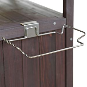 Mobiletto da Esterno in Legno Massello da 40,5 Pollici con Piano in Acciaio Inossidabile, Anta a Ribalta, Un Cassetto, Portasciugamani e Carrello per Barbecue - Product Image 4