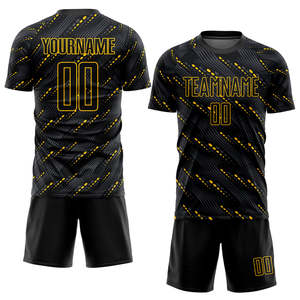 Men's Black Yellow <b>Flame</b> Design Crew Neck Short Sleeve Moisture Wicking Polyester Team Name 00 Custom Sublimated Soccer Jersey - Product Image 2