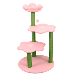 Arbre à chat moderne rose et vert en sisal, multi-niveaux, meuble d'intérieur pour animaux de compagnie, condo amovible et durable pour chats - Product Image 1