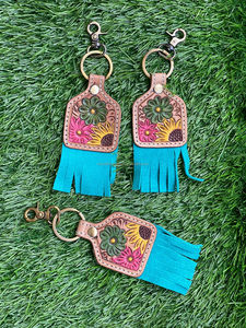 Nouveau véritable fabriqué à la main couleur véritable cuir repoussé mignon charmant gland porte-clés Offre Spéciale Style occidental moderne Floral porte-clés - Product Image 4