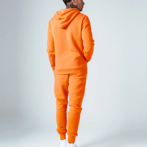 Unisex Orange Hooded Tracksuit Solid Color Short Sleeve Casual Sweatshirt Pants Set Windproof Streetwear Lightweight Loose Fit - Product Image 2