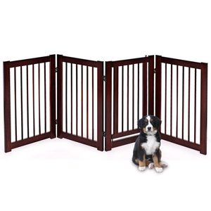 Valla de madera plegable de 4 paneles configurable, puertas y corrales para mascotas de 30 pulgadas - Product Image 3