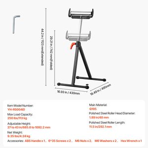 Banco da Lavoro per Falegnameria con Capacità di Carico di 250 lb, Altezza Regolabile da 27 a 43 Pollici, Guide Laterali Pieghevoli Resistenti, Supporto in Acciaio Lucidato da 11,5 Pollici - Product Image 4