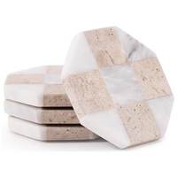 Juego de Posavasos de Travertino Moderno y Ecológico con Grabado Personalizado, Diseños Únicos de Alta Calidad para Restaurantes, Hoteles, Regalos de Boda