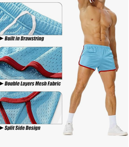 Pantalones Cortos Deportivos Casuales para Hombre, de Malla de Color Sólido con Franja Lateral, Cintura Elástica, Secado Rápido, Ideales para Gimnasio, Correr y Uso Diario - Product Image 5
