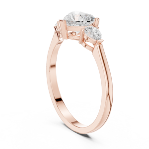 Bague de fiançailles en or rose avec diamant de laboratoire taille cœur et trois pierres latérales en forme de poire pour femme, cadeau d'anniversaire ou de promesse - Product Image 2