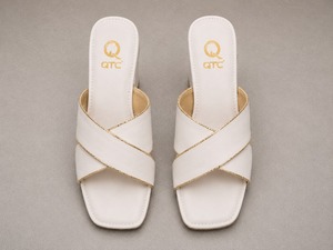 Sandales mules à talons hauts blanches pour femmes, à bout ouvert, avec brides croisées, à enfiler, décontractées, en Raxine, toutes saisons - Product Image 2