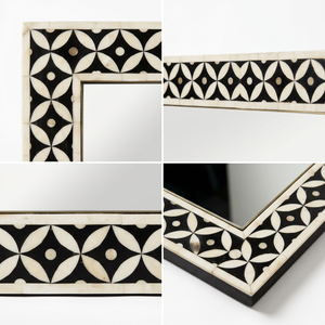 Miroir mural artisanal en gros, personnalisé OEM ODM, incrustation en résine d'os, motif géométrique, miroir suspendu de luxe DECORYUG - Product Image 3