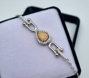 Bracelet en opale d'Éthiopie naturelle, pierre précieuse de luxe, certifié IGI, style vintage, argent sterling 925, 7 pouces, bijoux fins faits à la main - Product Image 3