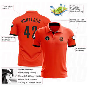 T-shirt de golf uniforme de haute qualité, impression épaisse, polos personnalisés pour hommes, polos de golf performants, polos orange et noir - Product Image 6