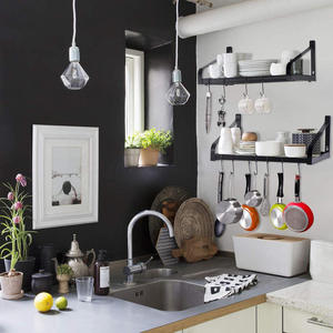 Support mural double niveau multifonctionnel en fer pour cuisine, qualité commerciale supérieure, finition export - Product Image 5