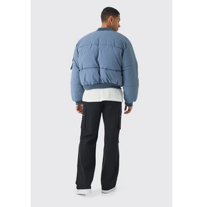 Custom Logo <b>Sheep</b> <b>Skin</b> Finished Padded Waterproof Windbreaker <b>Jacket</b> Zipper Casual Oversize Design OEM Multi Pocket Men Winter - Product Image 2