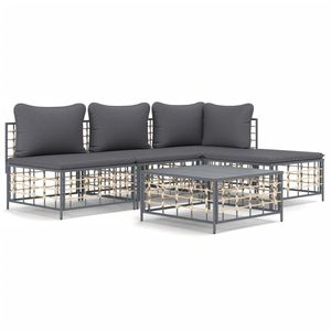 Set Lounge da Giardino Antracite con Struttura in Acciaio, Divano a 3 Posti, Arredamento Esterno Contemporaneo - Product Image 2