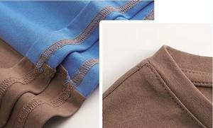 Camiseta Oversize de Algodón Marrón y Azul Cielo con Hombros Caídos para Hombre, Estilo Urbano Casual, Nueva Tendencia 2026 - Product Image 6