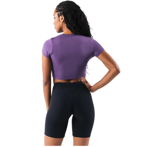 Camiseta Corta para Mujer, Color Morado Fotón, Suave y Elástica, Manga Corta, para Gimnasio, Yoga, Entrenamiento - Product Image 2