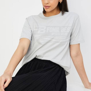 Camiseta Holgada de Poliéster y Algodón para Mujer, Ligera, Ecológica, de Secado Rápido, Transpirable, de Manga Corta, Lisa, Teñida, con Logotipo Tejido - Product Image 2