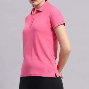 เสื้อยืดแขนสั้นสีชมพูสำหรับผู้หญิง ผ้าฝ้ายเจอร์ซีย์ 100% เป็นมิตรกับสิ่งแวดล้อม ถักทอสีพื้น ระบายอากาศได้ดี แห้งเร็ว มีโลโก้ด้านหน้า สวมใส่สบายๆ - Product Image 1