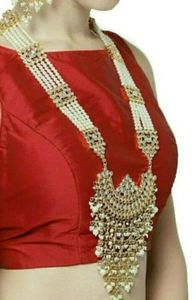 Indian Stylish Layered Pearl Rani Haar Long Kundan Necklace Jewellery Set Wedding Engagement Party Gift Antique Gold Plated - Product Image 4