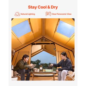 Tenda da Campeggio Gonfiabile per 8-12 Persone con Montaggio Facile e Caratteristiche di Lusso per Glamping 4 Stagioni, 2 Lucernari e Pali ad Aria - Product Image 2