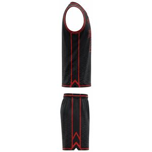Conjunto de Uniforme de Baloncesto Nexus, Cuello en V, Sin Mangas, Ropa Deportiva al por Mayor, Sublimada, de Secado Rápido, Uniforme Atlético para Adultos, 24 Negro Rojo - Product Image 3