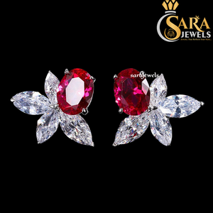 Pendientes de lujo con flor de moissanita, plata 925, corte marquesa, engaste de garra, joyería de boda para mujer, proveedor de exportación de la India, premium - Product Image 1