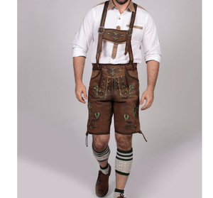 <b>Mens</b> Premium Lederhosen Bavarian Alpine Cultural Leather Festival Embroidered Classic <b>Shorts</b> Wholesale <b>Woven</b> Solid <b>Shorts</b> Casual - Product Image 1