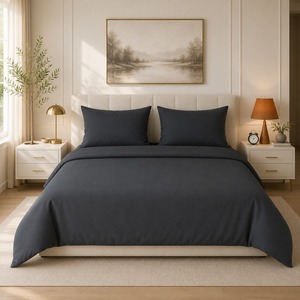 Luxury Midnight Ash 300 TC Pure Cotton Solid Bedsheet for Home and Hotel Bedding and Soft <b>Comfortable</b> Fabric Available for Sale - Product Image 1