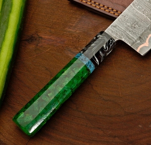 Couteau de cuisine LEGACY BLADES en acier Damas cuivré de qualité supérieure, manche en résine fait main, logo personnalisé, fabricant OEM en gros - Product Image 2